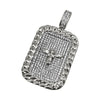 Cherub Angel Rhodium Cuban CZ Rectangle Pendant