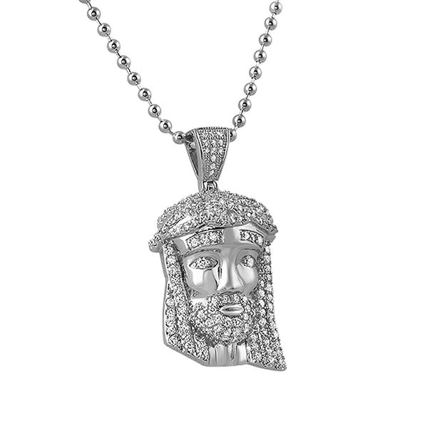 Rhodium Micro Jesus Piece Pendant