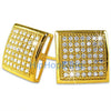 XL Gold Vermeil CZ Puffed Box Micro Pave Earrings .925 Silver