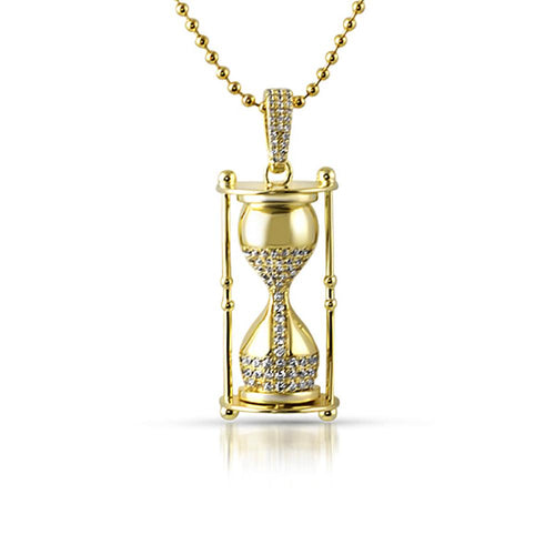 Hour Glass CZ Gold Hip Hop Pendant