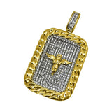 Cherub Angel Gold Cuban CZ Rectangle Pendant