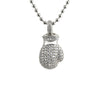 3D Mini Boxing Glove CZ Pendant Rhodium