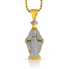 Gold Crowned Angel Micro Pave CZ Bling Pendant