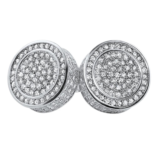 Custom XL 3D Circle CZ Bling Bling Earrings