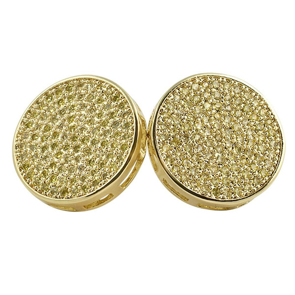 Jumbo Circle Lemonade CZ Bling Bling Earrings