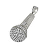 .925 Silver Microphone Hip Hop 3D CZ Rhodium Bling Pendant