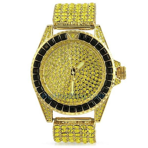 Princess Cut Lemonade 6 Row Bling Bling Watch