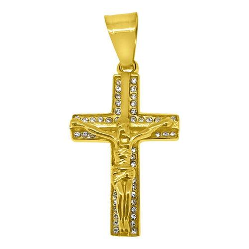 Jesus Crucifix Gold Stainless Steel Cross Pendant