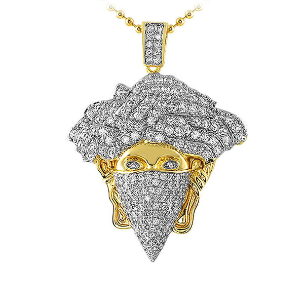 Mask Medusa Gold Bling Bling Pendant