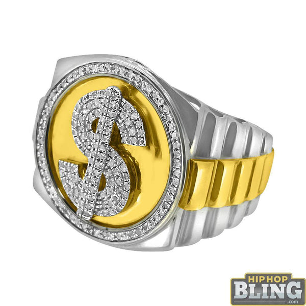 Money Dollar Sign .31cttw Diamond Mens Ring