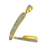 .925 Silver Gold Barber Razor CZ Bling Bling Pendant