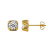 Gold CZ 6MM Stud Halo Bling Bling Earrings