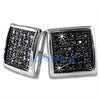 Large Deep Box Black CZ Micropave Earrings .925 Silver