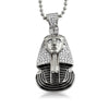 Egyptian Pharaoh Detailed CZ HipHop Pendant Rhodium