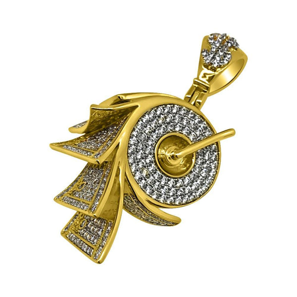 Money on a Roll Gold CZ Bling Bling Pendant