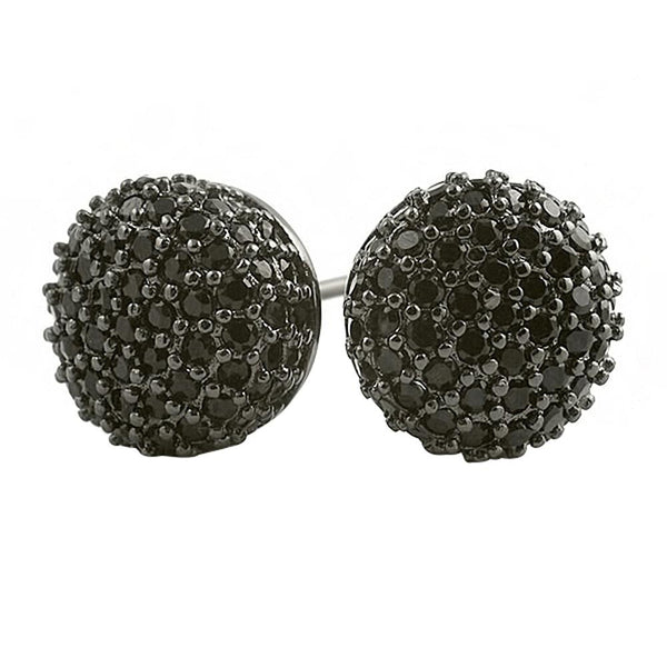 Cylinder Black CZ Micro Pave Hip Hop Earrings