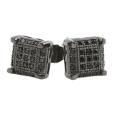 Black CZ Small Cube Micro Pave Earrings