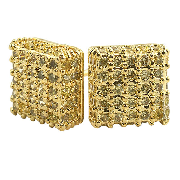 Large 3D Box Lemonade CZ Iced Out Earrings