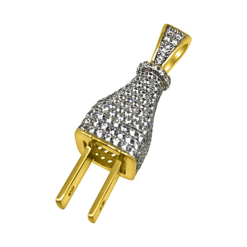 Plug 3D Mini CZ Gold Bling Bling Pendant