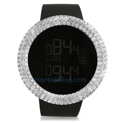 Digital Custom Rounded CZ Bezel Bling Bling Watch