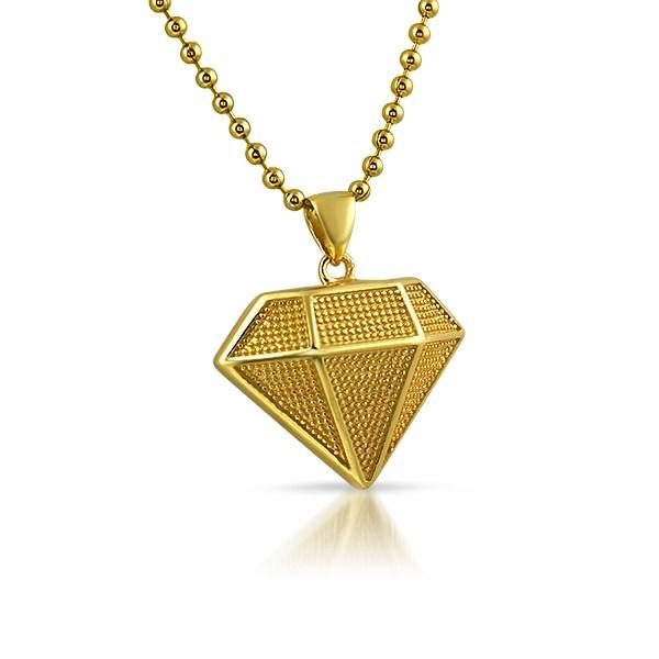 Mini Diamond Shape Gold .925 Sterling Silver Pendant