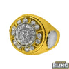 10k Yellow Gold CZ Ice Burst Mens Bling Ring