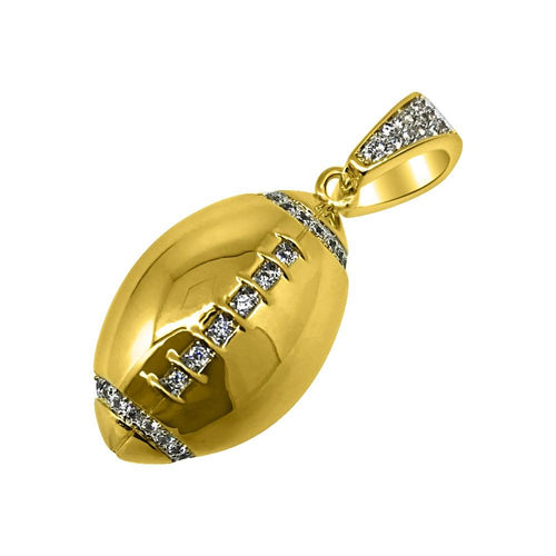 Gold Football CZ Rounded Polished Pendant