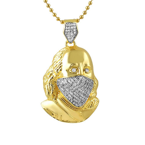 Gold Ben Franklin Bling Bling Mask Pendant