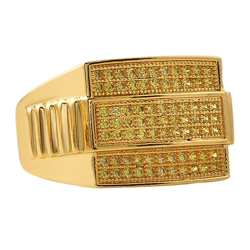 Lemonade Ribbed CZ Bling Bling Ring