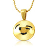 Emoji Wink Face CZ Gold Bling Bling Pendant