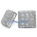 CZ Iced Out Large Box Sterling Silver Micro Pave Hip Hop Earrings