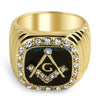 Masonic Gold Bling Bling Mens Ring