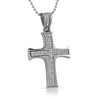 Convex CZ Micro Pave Stainless Steel Cross Mini