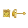 Lemonade Square Halo Bling Bling CZ Earrings