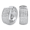 Thick 4 Row Hoops CZ Huggie Bling Earrings