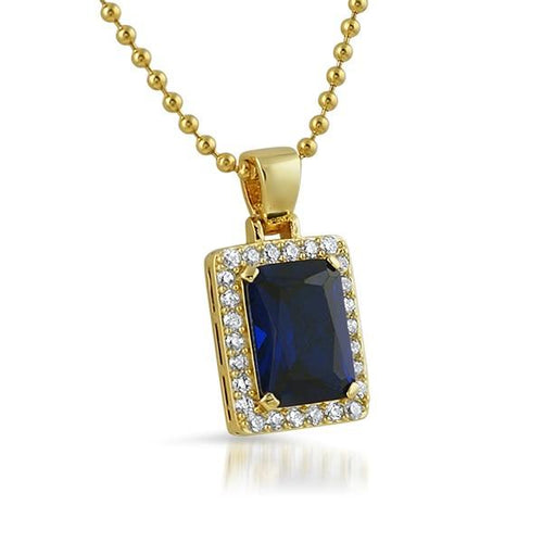 Lab Sapphire .925 Silver Gem Hip Hop Pendant