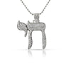 Chai Symbol Rhodium CZ Micro Pave Pendant