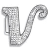 V Initial Jumbo Belt Buckle Rhodium