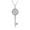 Sunflower Key Micro Pave CZ .925 Silver Pendant