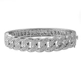 Cuban Rhodium CZ Micro Pave Bangle