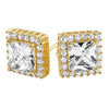 Gold Princess Bling Border CZ Earrings