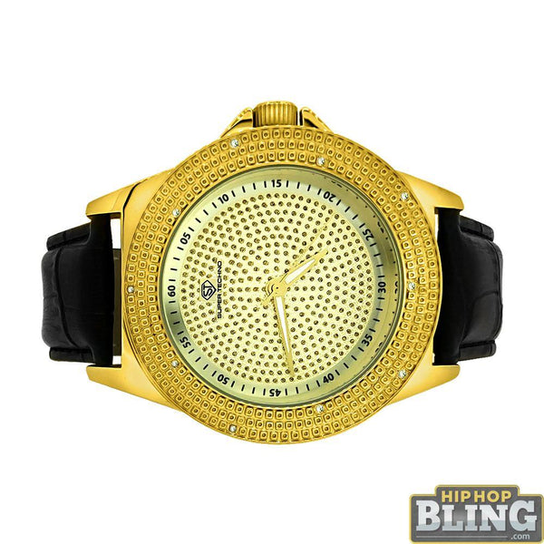 Bling Diamond Watch Super Techno Leather Band