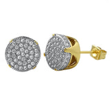 Solitaire Micro Pave Gold CZ Earrings