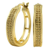 Lemonade CZ 2 Row Hoops Micro Pave Earrings