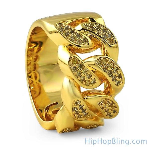 Lemonade Gold Cuban Link CZ Ring