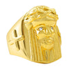 Gold Jesus Piece Ring with Cross