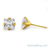 10K Solid Gold Round CZ Stud Earrings