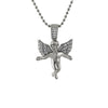 Iced Out Micro Angel Pendant Rhodium