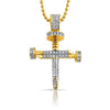 Small Gold CZ 3D Nail Cross Bling Bling Pendant