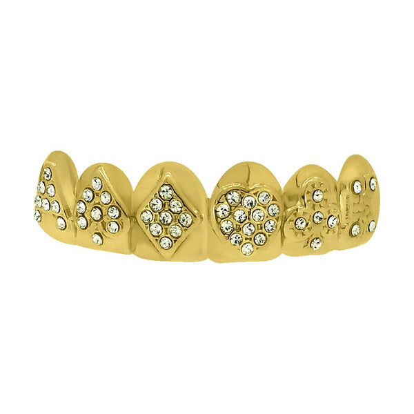 Gold Poker Grillz Top Teeth